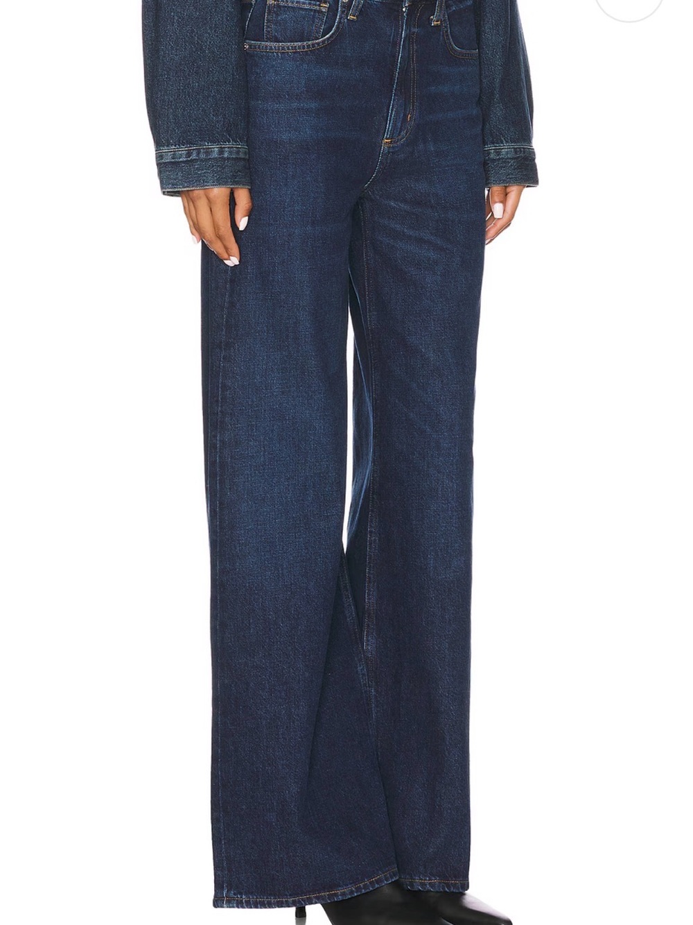 Women's Wide Leg Jeans - Dark Blue - Picture 2 of 3